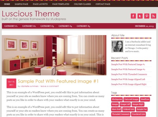 Beautiful Feminine WordPress Themes for Women Nominee 2014 | Luscious